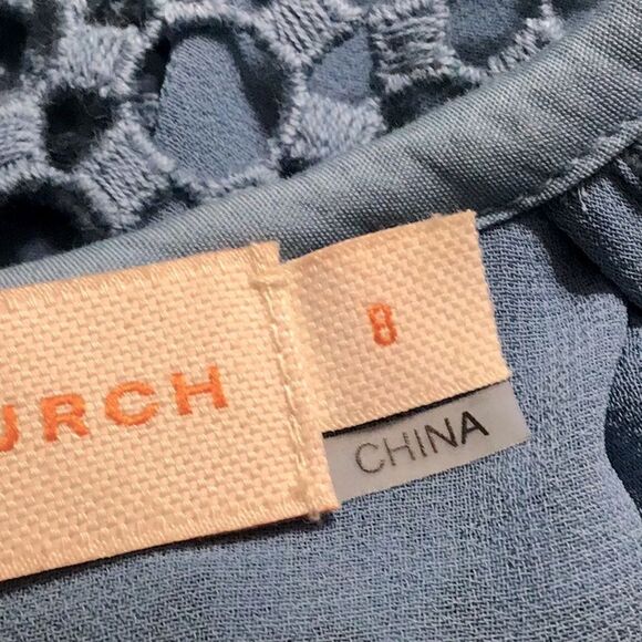 Tory Burch Blue Crescent Guipure Lace Short Sleeve Top - Picture 10 of 12